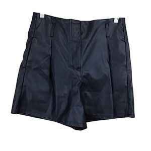 Entro Black High‎ Rise Vegan Faux Leather Shorts M